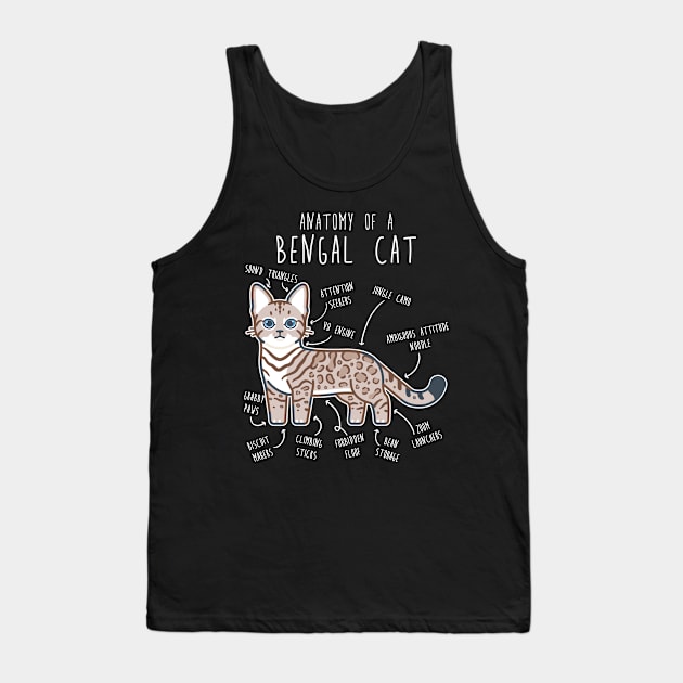 Snow Bengal Cat Seal Lynx Anatomy Tank Top by Psitta